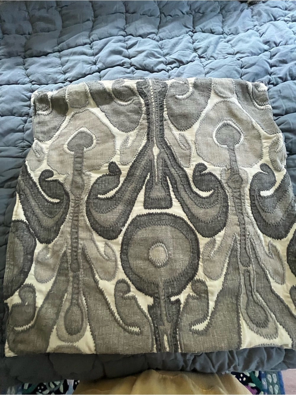 Pottery Barn Grey & Cream Ikat 24 x 24 Pillow Cover